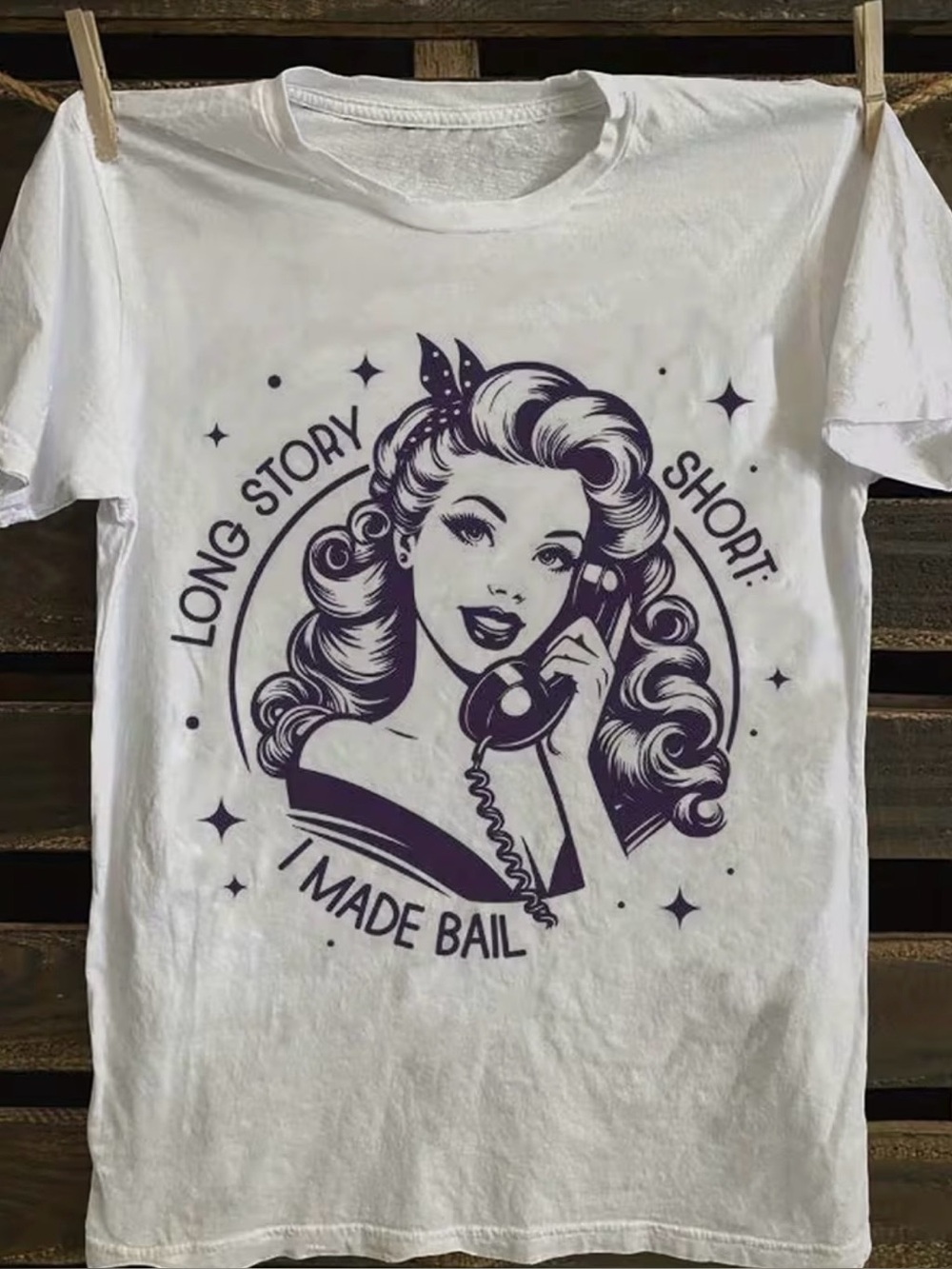 NWOT White Graphic “I Made Bail” Cotton T-Shirt,Size Medium and Large